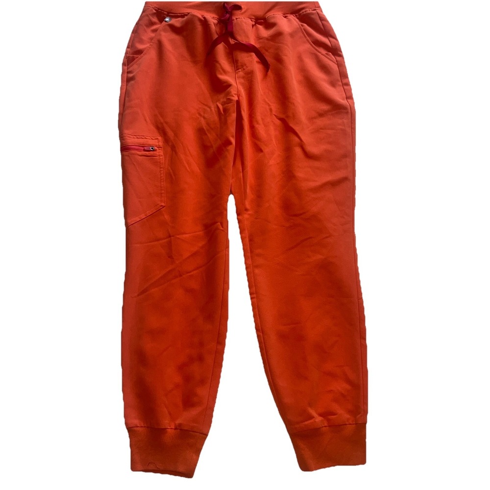 NWT FIGS Zamora Jogger Scrub Pants Womens MP Orange Petite Cargo Drawstring